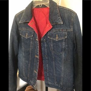 DKNY Jean Jacket Lined with Red Quilting